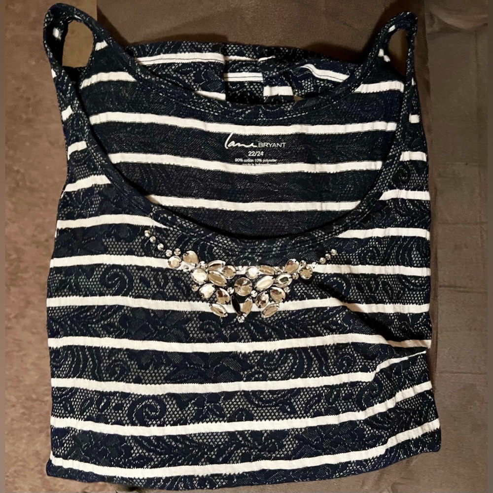 Lane Bryant Gem Detail Stipe Tank Size 22/24